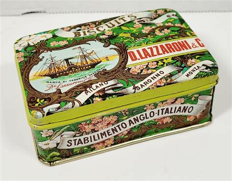 d lazzaroni biscuits metal boxes|Vintage metal tin box Italian collection of Lazzaroni amaretti .